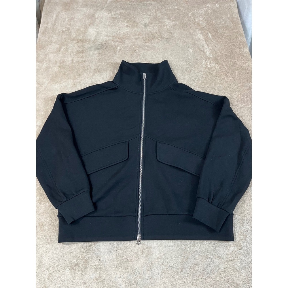 Varley Double Soft Jacket Women Size Small Black Full Zip Stretch Preppy EUC